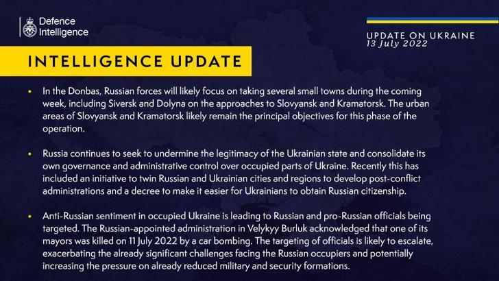 İngiltere Savunma Bakanlığı: Rusya, Donbas’ta ilerliyor