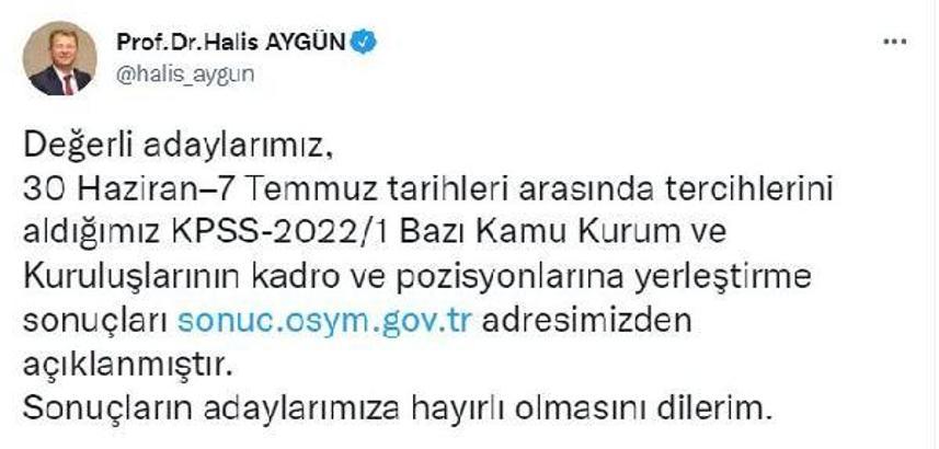 KPSS-2022/1 yerleştirme sonuçları açıklandı