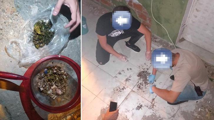 Polis eve girince poşetlerdeki esrarı klozete atıp, sifonu çektiler