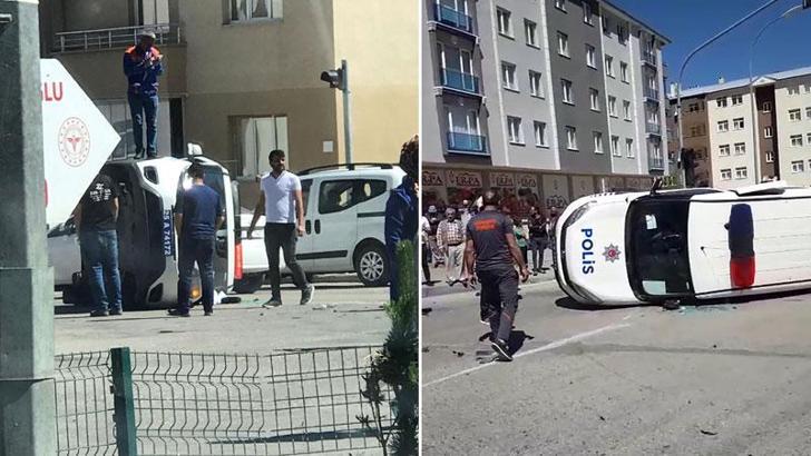 Erzurum'da ihbara giden polis ekibi kaza yaptı