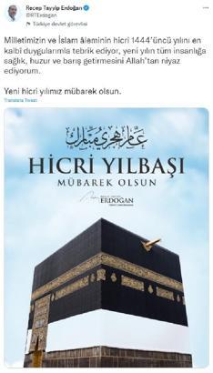 Cumhurbaşkanı Erdoğan'dan Hicri Yılbaşı mesajı