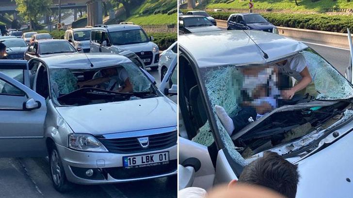 Köprüden atlayıp otomobilin üzerine düştü: 3 yaralı