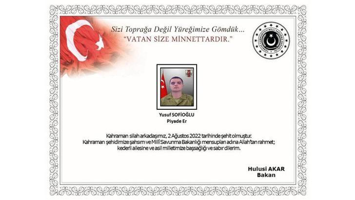 MSB: Araç kazasında yaralanan asker şehit oldu