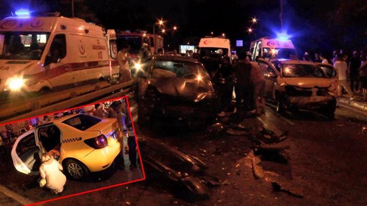 Beşiktaş’ta, navigasyonun ters yola soktuğu otomobil taksiye çarptı: 7 yaralı