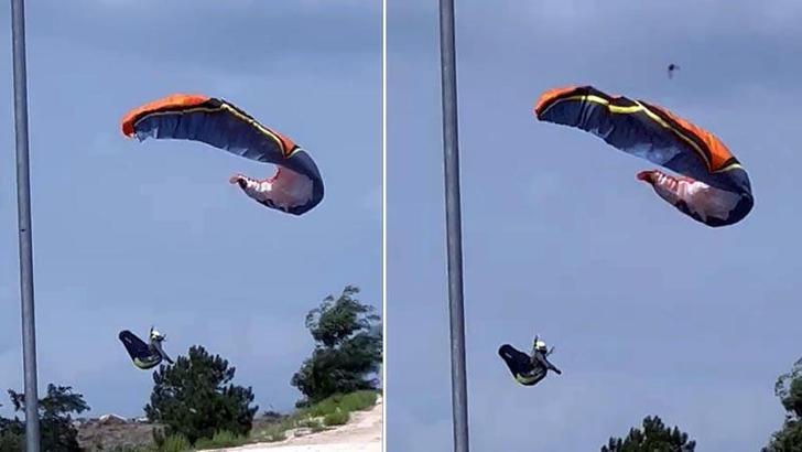 Okul müdürünün yamaç paraşütü yaparken öldüğü kaza kamerada