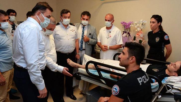 Vali Yazıcı, gittikleri ihbarda şüpheli tarafından vurulan 2 polisi ziyaret etti