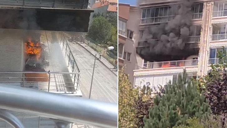Balkondaki kanepe alev aldı, ev yandı