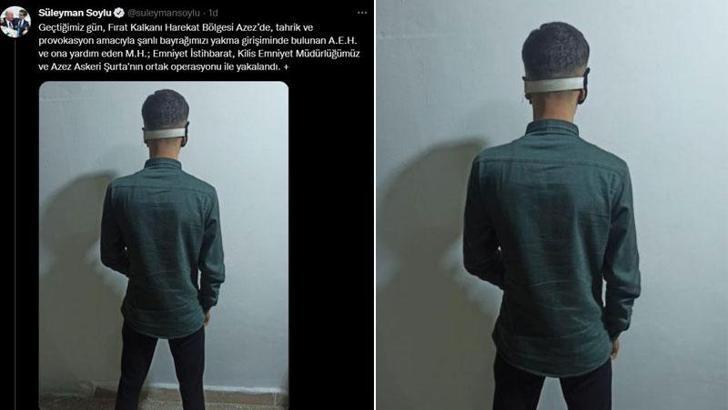 Bakan Soylu: Azez’de bayrağımızı yakma girişiminde bulunan 2 kişi yakalandı