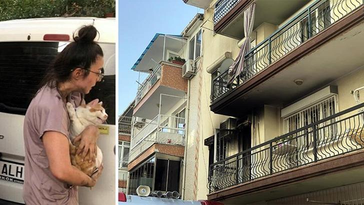Yangında alevler arasında kalan yatalak hasta ile kediyi itfaiye kurtardı