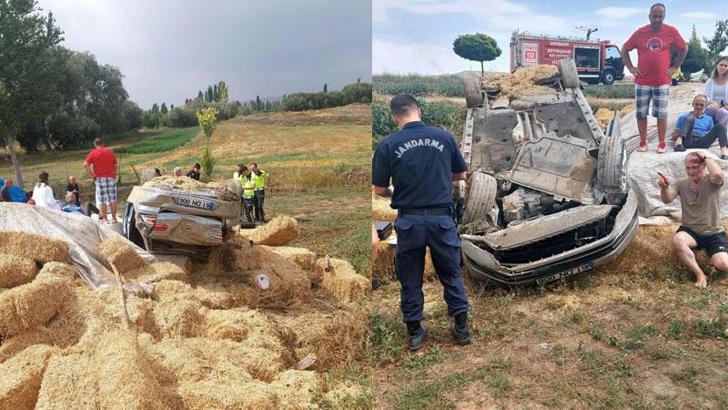 Eskişehir'de ters dönen araçtaki 3 kişi yaralandı