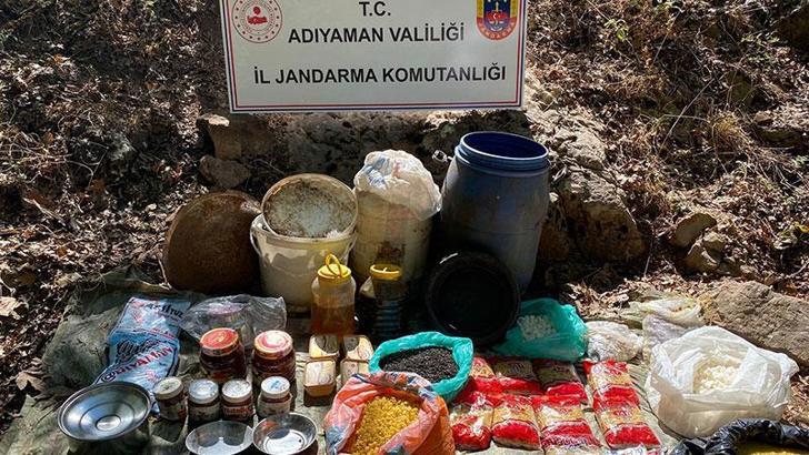Adıyaman'da PKK'ya ait yaşam malzemeleri ele geçirildi