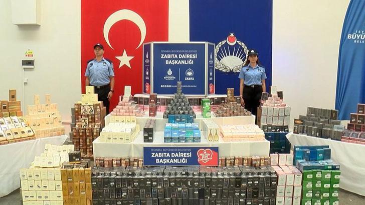 İstanbul'da zabıta ekipleri 14 bin 215 şişe sahte parfüm ele geçirdi