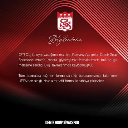 Sivasspor'dan kayıp forma açıklaması