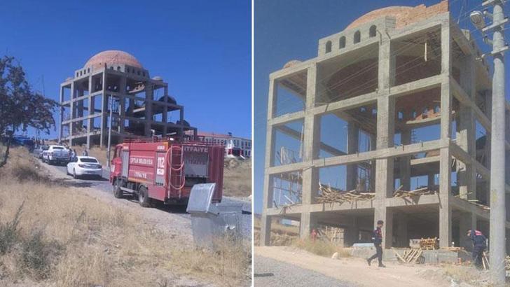 Cami inşaatında kubbe iskelesi çöktü: 1’i ağır, 4 işçi yaralı