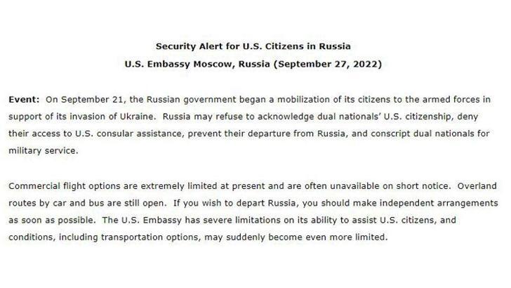 ABD’den Rusya’daki çifte vatandaşlara uyarı