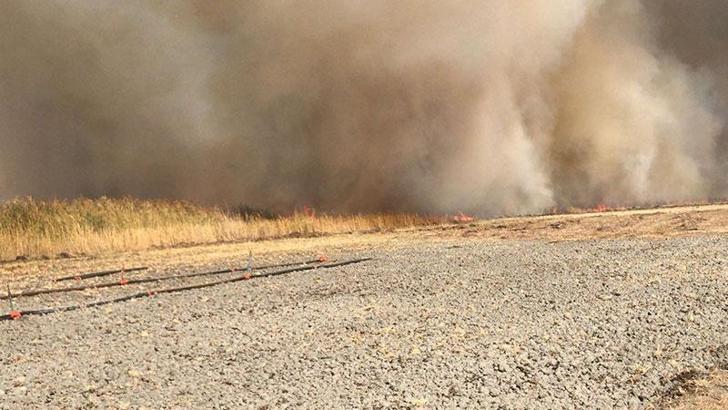 Eber Gölü’nde sazlık yangını 6 saatte söndürüldü