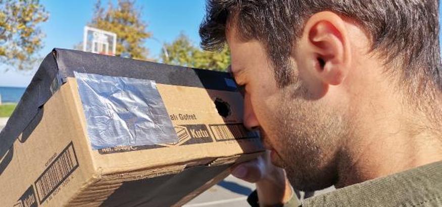 'İğne deliği projektörü' ile güneş tutulmasını izlediler