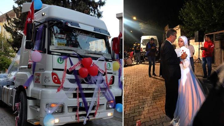Damat, TIR'ını gelin arabası yaptı