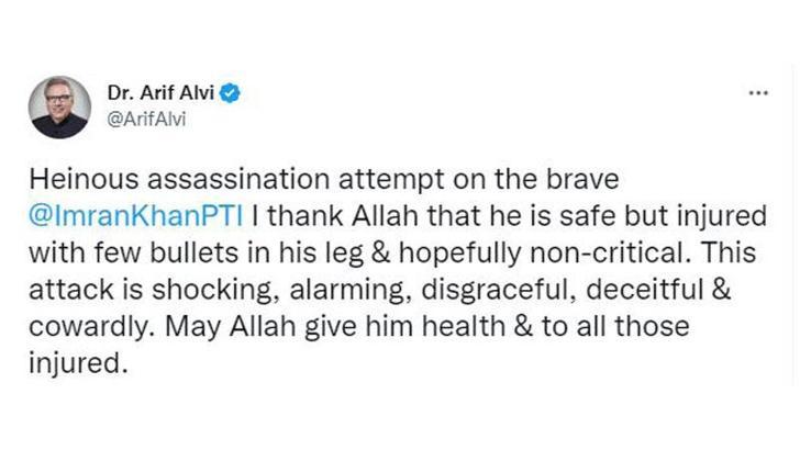 Pakistan Cumhurbaşkanı Alvi: Han'ın bacağına birkaç kurşun isabet etti