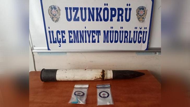 Edirne’de, evde havan topu mermisi ele geçirildi