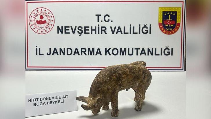 Nevşehir'de, Hitit döneminden 3 bin yıllık boğa heykeli ele geçirildi