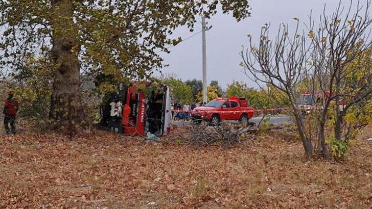 Yangına giden itfaiyeciler kaza yaptı