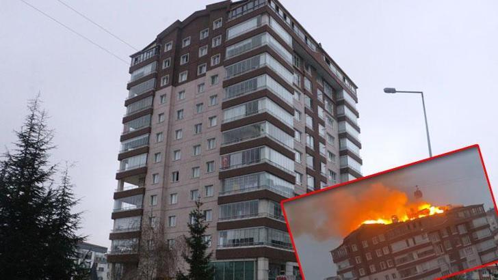 Ankara'da 10 katlı binanın çatısında yangın; 8 kişi dumandan etkilendi
