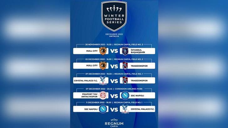 Napoli, Crystal Palace, Trabzonspor ve Antalyaspor Winter Football Series'de sahaya çıkıyor