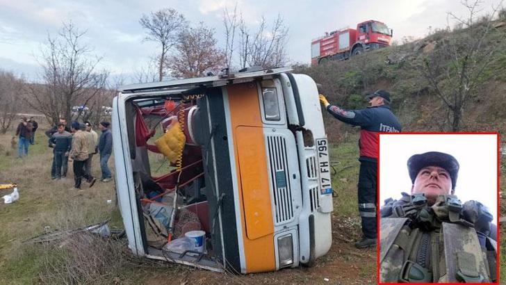 İşçileri taşıyan minibüs devrildi; uzman er öldü, 9 yaralı