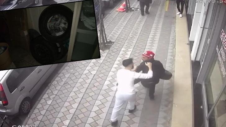 Sultangazi'de lastiklerini çalan hırsızı yakalayıp dövdü