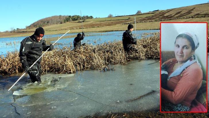 Kayıp kadın için gölette arama yapıldı