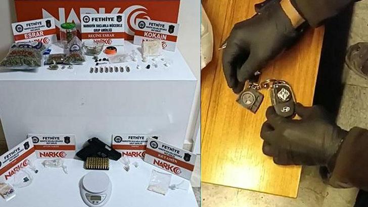 Muğlada otomobil anahtarında gizlenmiş uyuşturucu ele geçirildi