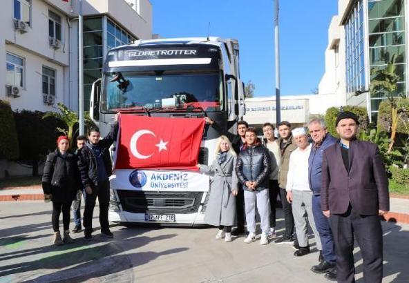Akdeniz Üniversitesi'nden deprem bölgesine yardım TIR'ı