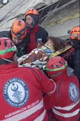 8 yaşındaki Zübeyde, 61 saat sonra sağ kurtarıldı