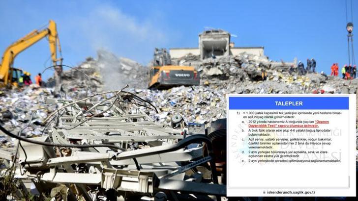 Yıkılan hastanenin 'deprem dayanıklılık testi olumsuz' gelmiş