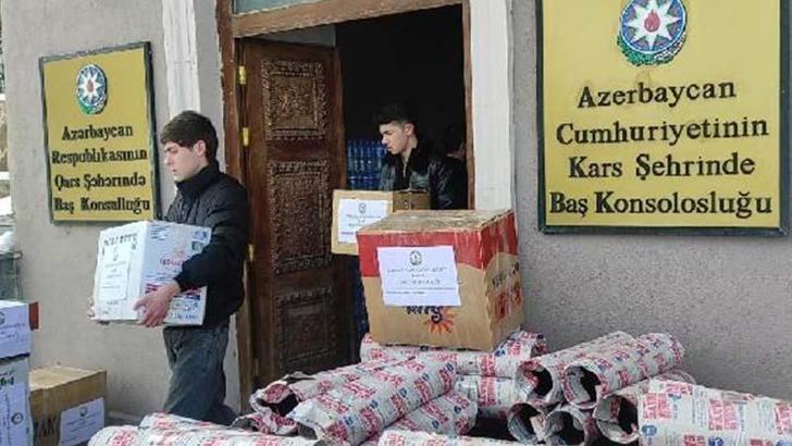 Azerbaycan Kars Başkonsolosluğu'ndan deprem bölgesine yardım