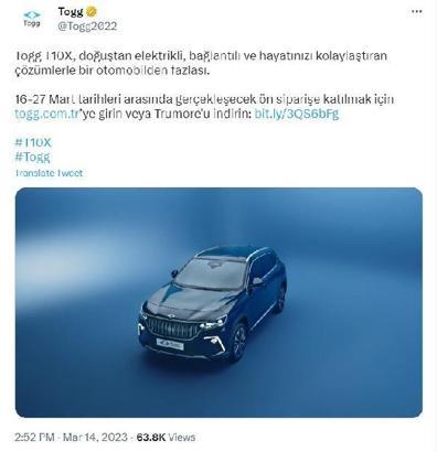 Togg'un satış fiyatı ve modelinin ismi belli oldu