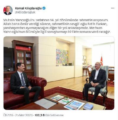 Kılıçdaroğlu: Muhsin Yazıcıoğlu'nun oğlu, yanı başımdan ayırmayacağım yol arkadaşımdır