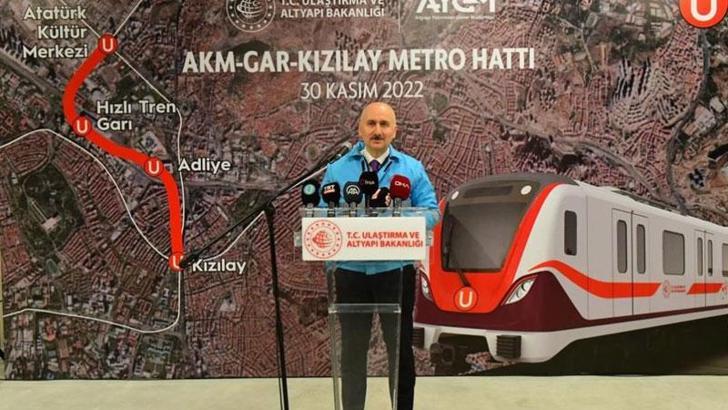 Bakan Karaismailoğlu: AKM-Gar Kızılay metrosunda tüm imalatlar tamamlandı