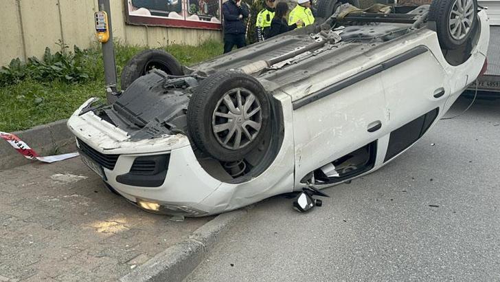 Üsküdar’da otomobil takla attı: 1 yaralı