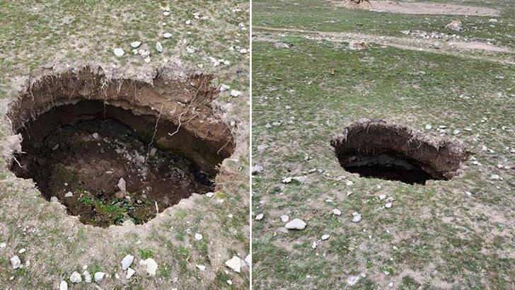 Aksaray'da 10 metre derinliğinde obruk oluştu