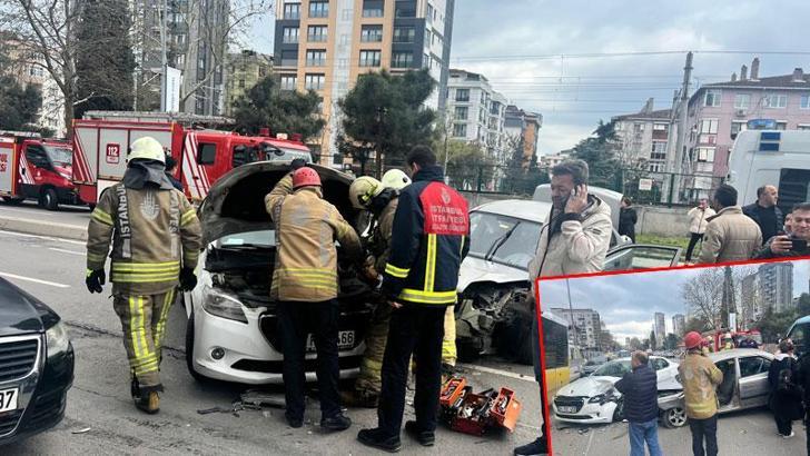 Kartal'da otomobil iki araca çarptı: 2'si çocuk 4 yaralı