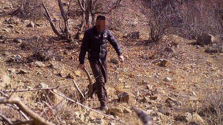 Kaçak avcıyı elindeki boynuz ele verdi