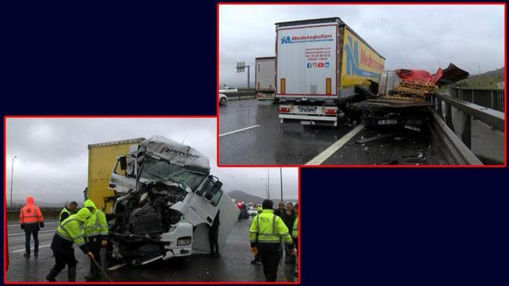 Çekmeköy'de aynı yerde iki TIR kaza yaptı