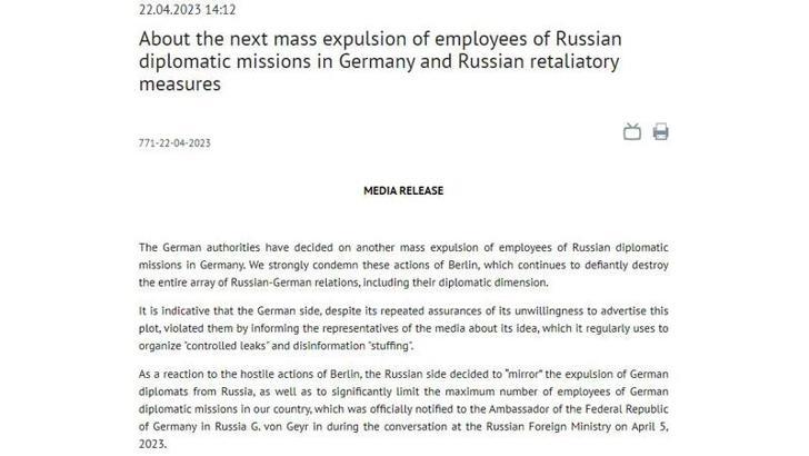 Almanya’nın Rus diplomatlara yönelik kararına Rusya’dan misilleme