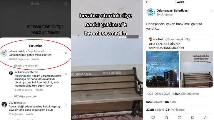 Evine götürüp aşkını ilan ettiği bankı, belediye geri istedi