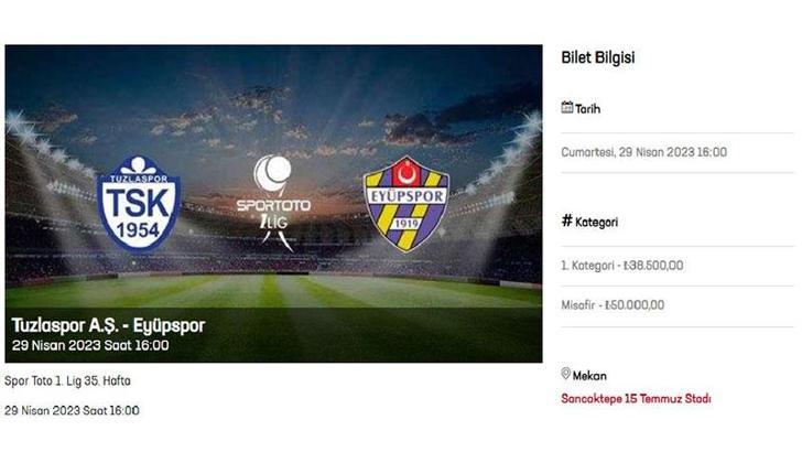 Tuzlaspor - Eyüpspor maçı 50 bin TL!