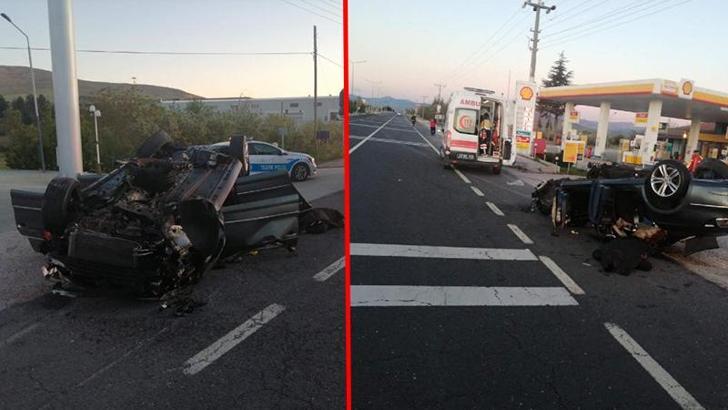 Otomobil, refüje çarpıp karşı şeride geçerek takla attı: 1 ölü, 2 yaralı