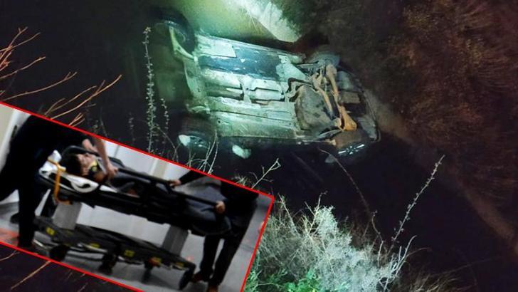 Otomobil kanala uçtu; yaralanan sürücü boğulma tehlikesi geçiren arkadaşını kurtardı