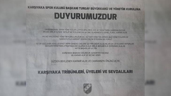 Karşıyaka'da ilanlı kongre çağrısı